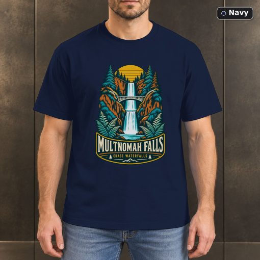 Multnomah Falls Oregon Vintage T-Shirt Design 4