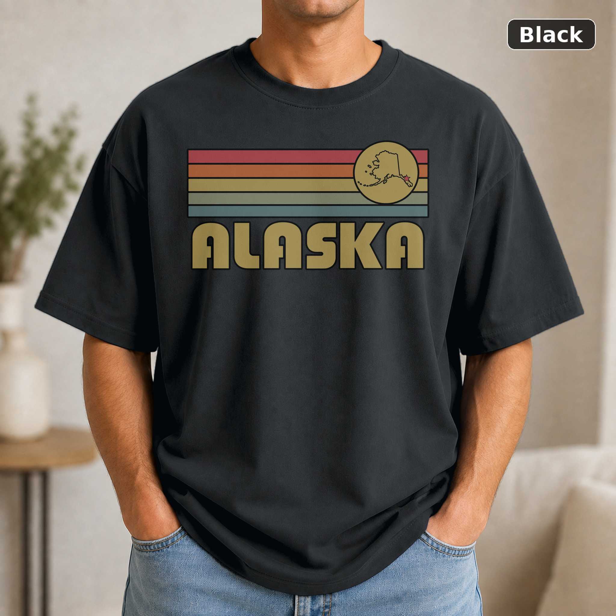 Alaska Retro Sunset State T-Shirt Design Alaska Retro Sunset State T-Shirt Design