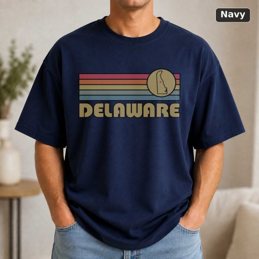 Delaware Retro Sunset State T-Shirt Design 4