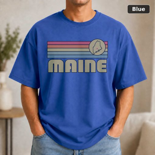 Maine Retro Sunset State T-Shirt Design 2