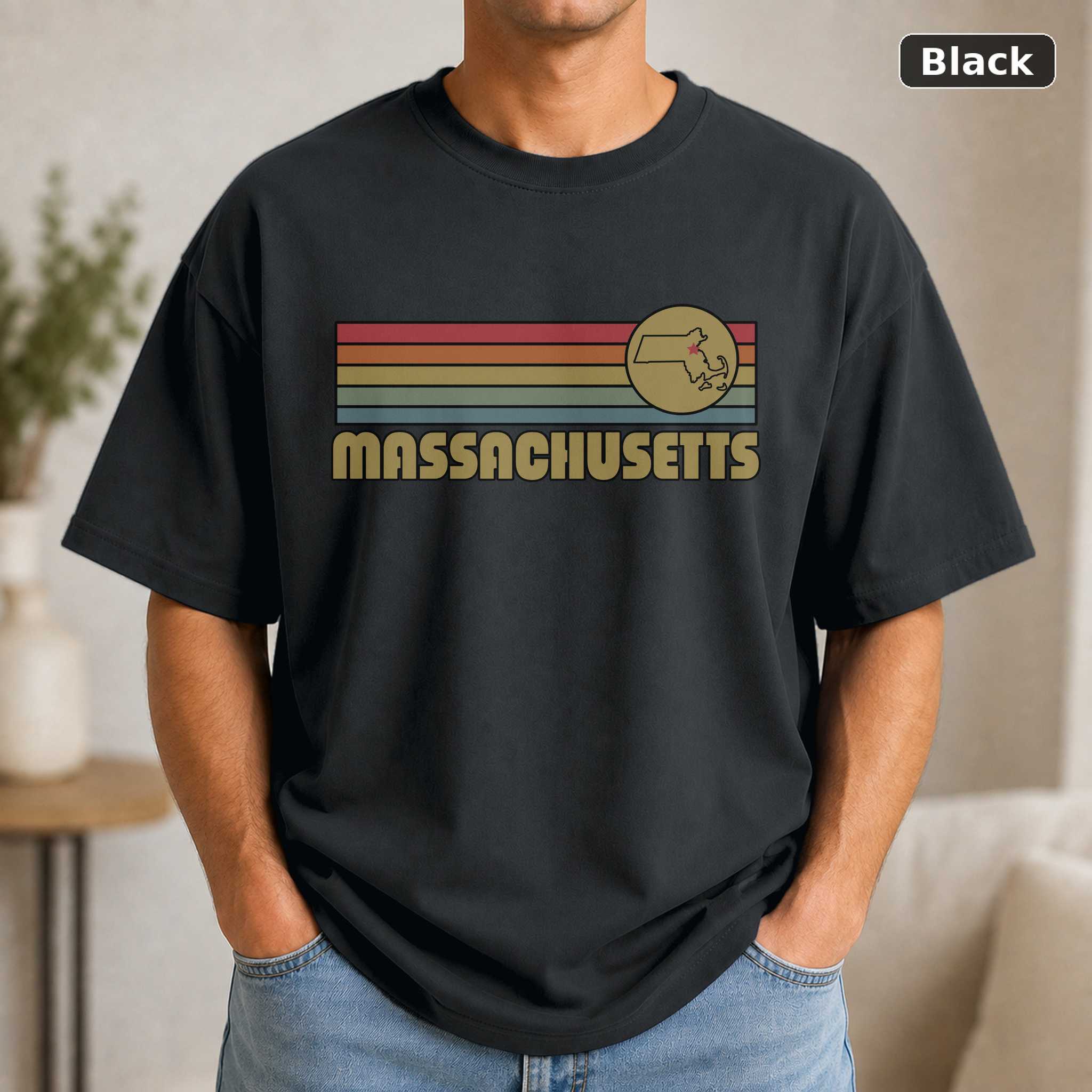 Massachusetts Retro Sunset State T-Shirt Design Massachusetts Retro Sunset State T-Shirt Design