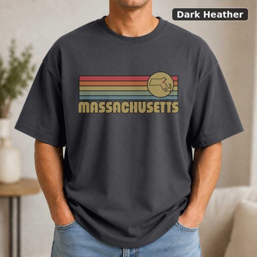 Massachusetts Retro Sunset State T-Shirt Design 3