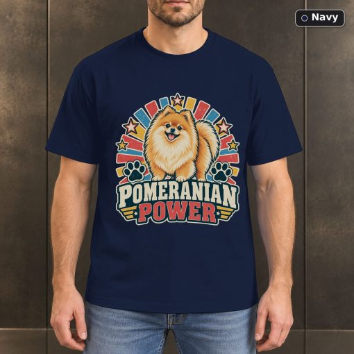 Pomeranian Power Shirt, Vintage Pomeranian Dog Lover T-Shirt 4