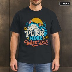 Purr More Worry Less Shirt, Retro Cat Lover T-Shirt