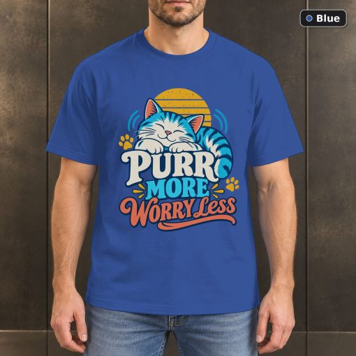Purr More Worry Less Shirt, Retro Cat Lover T-Shirt 2