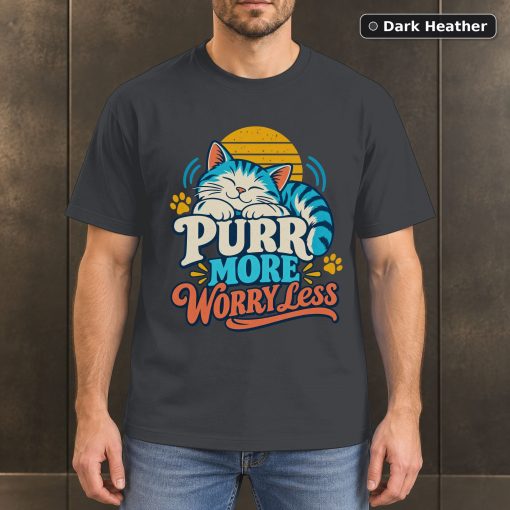 Purr More Worry Less Shirt, Retro Cat Lover T-Shirt 3