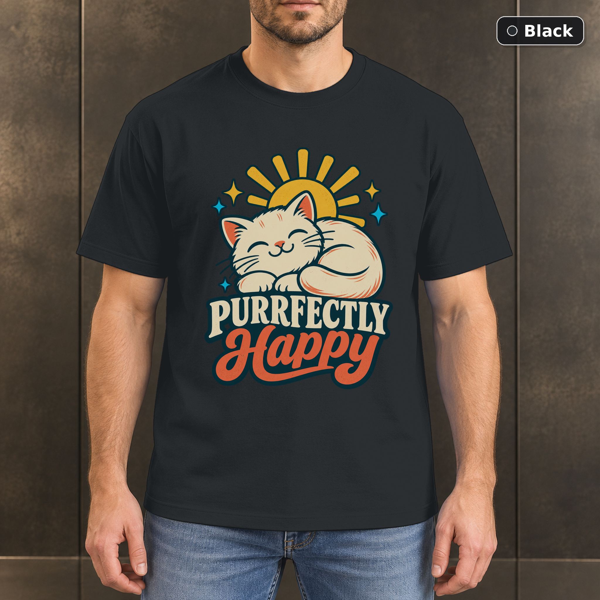 Purrfectly Happy Shirt, Cute Retro Cat T-Shirt Purrfectly Happy Shirt, Cute Retro Cat T-Shirt