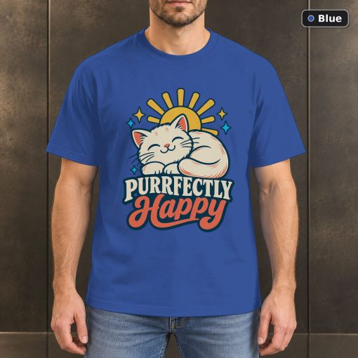 Purrfectly Happy Shirt, Cute Retro Cat T-Shirt 2