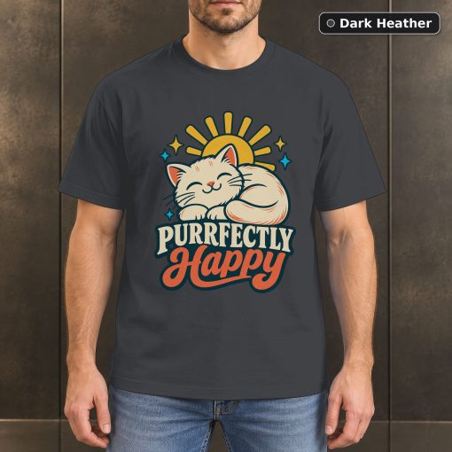Purrfectly Happy Shirt, Cute Retro Cat T-Shirt 3