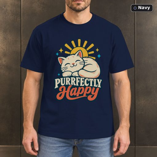Purrfectly Happy Shirt, Cute Retro Cat T-Shirt 4
