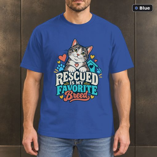 Rescued Is My Favorite Breed Shirt, Rescue Cat Lover Tee 2