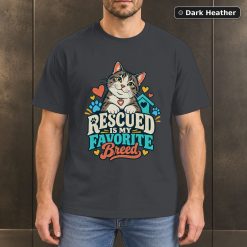 Rescued Is My Favorite Breed Shirt, Rescue Cat Lover Tee 6
