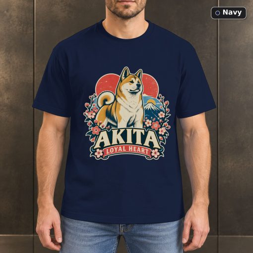 Akita Loyal Heart Shirt, Vintage Akita Dog Lover T-Shirt 4