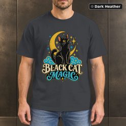 Black Cat Magic Shirt, Celestial Cat Lover T-Shirt 6