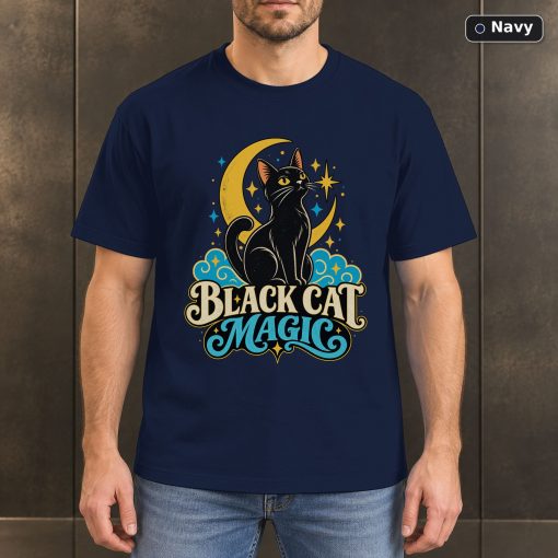 Black Cat Magic Shirt, Celestial Cat Lover T-Shirt 4