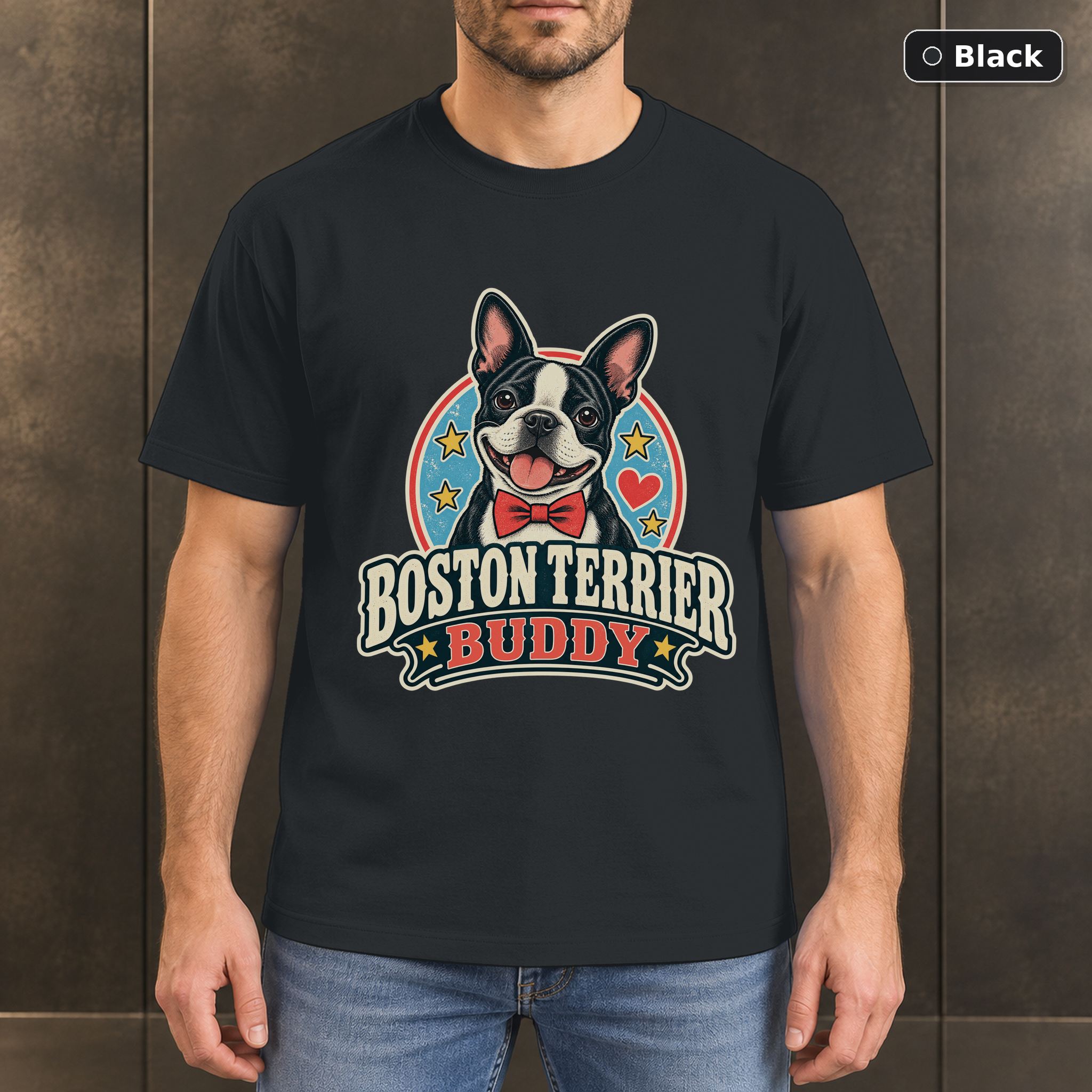 Boston Terrier Buddy Shirt, Vintage Boston Terrier Dog Lover T-Shirt Boston Terrier Buddy Shirt, Vintage Boston Terrier Dog Lover T-Shirt