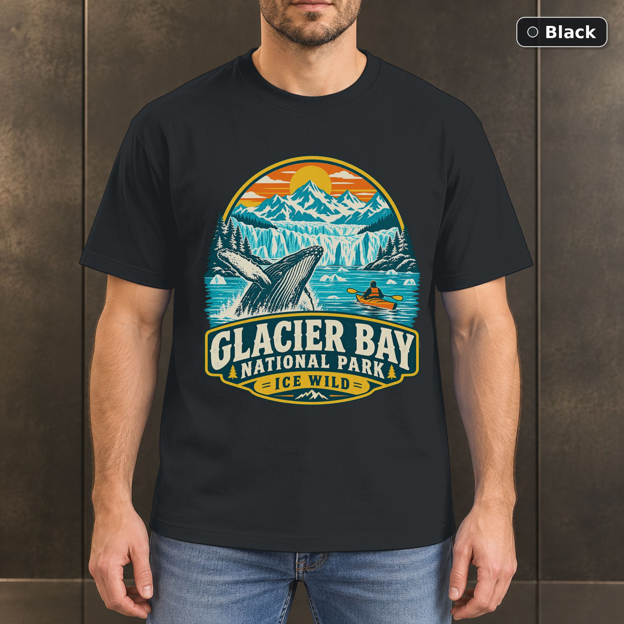 Glacier Bay Alaska Retro T-Shirt Design Glacier Bay Alaska Retro T-Shirt Design