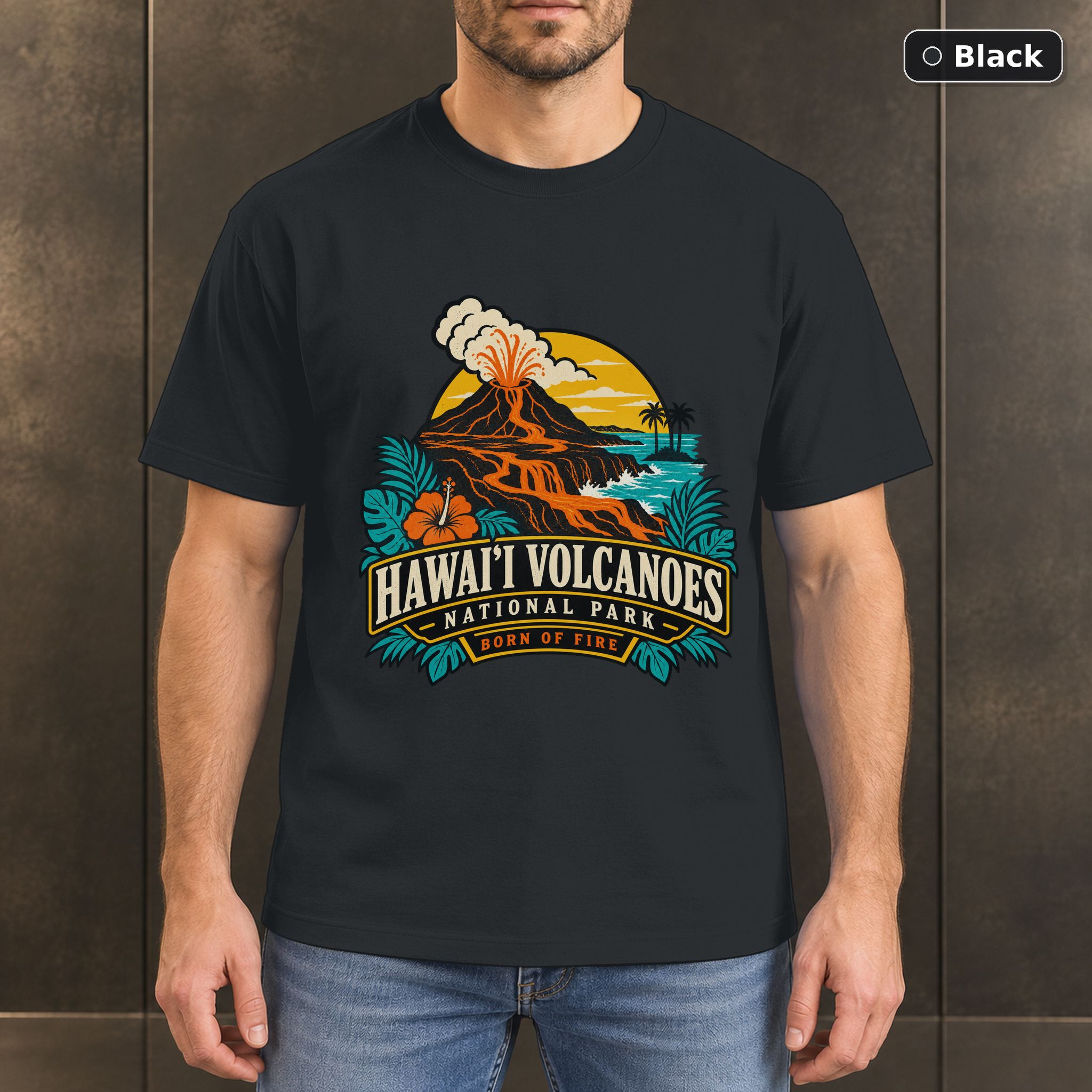 Hawaii Volcanoes National Park Retro T-Shirt Design Hawaii Volcanoes National Park Retro T-Shirt Design
