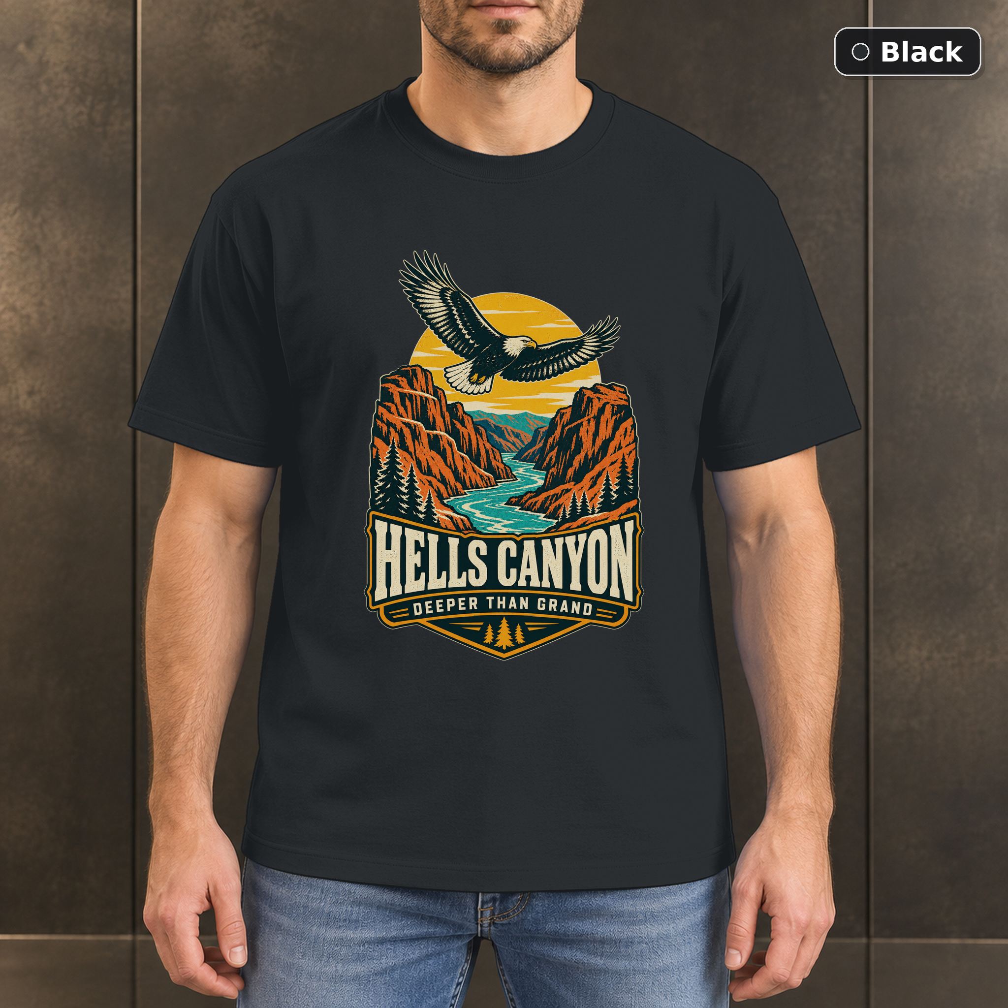 Hells Canyon Idaho Oregon Vintage T-Shirt Design Hells Canyon Idaho Oregon Vintage T-Shirt Design