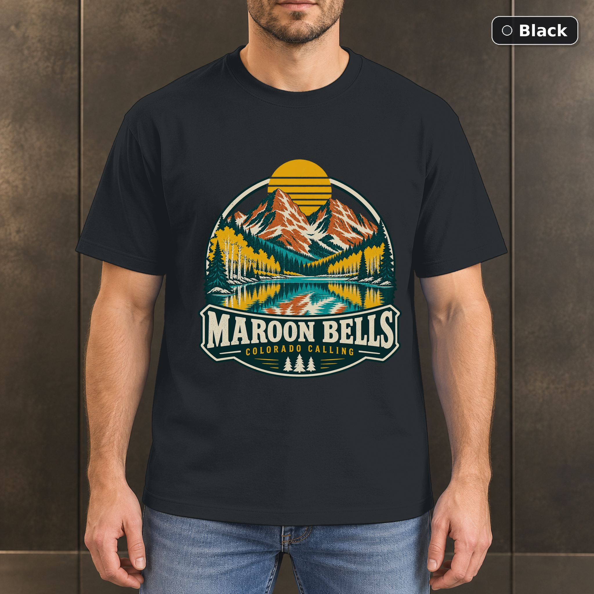 Maroon Bells Colorado Vintage T-Shirt Design Maroon Bells Colorado Vintage T-Shirt Design