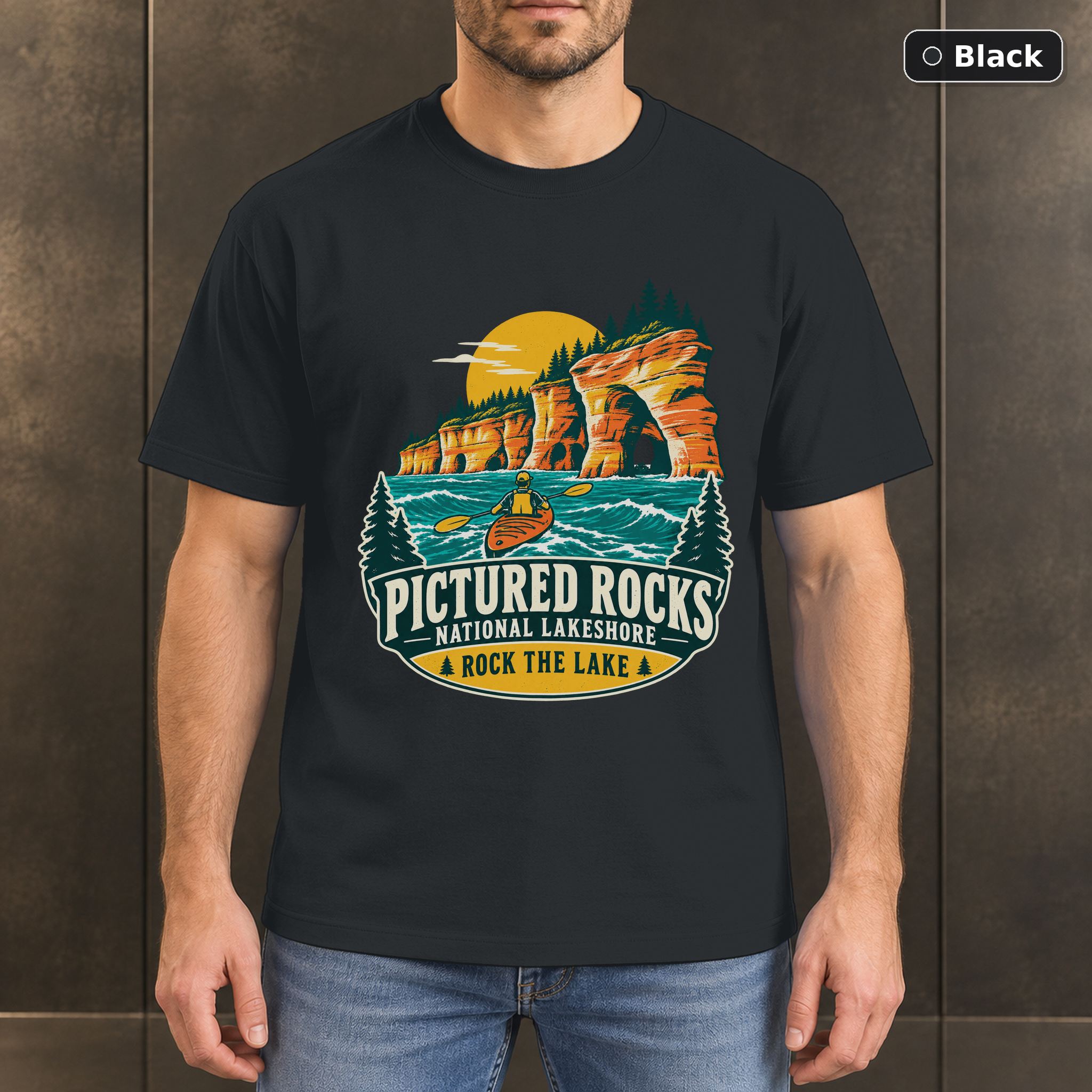 Pictured Rocks Michigan Vintage T-Shirt Design Pictured Rocks Michigan Vintage T-Shirt Design