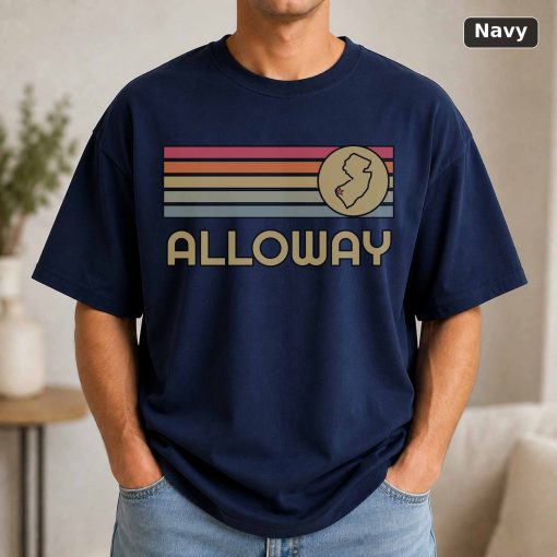 Alloway New Jersey Retro State Map T-Shirt Design 5