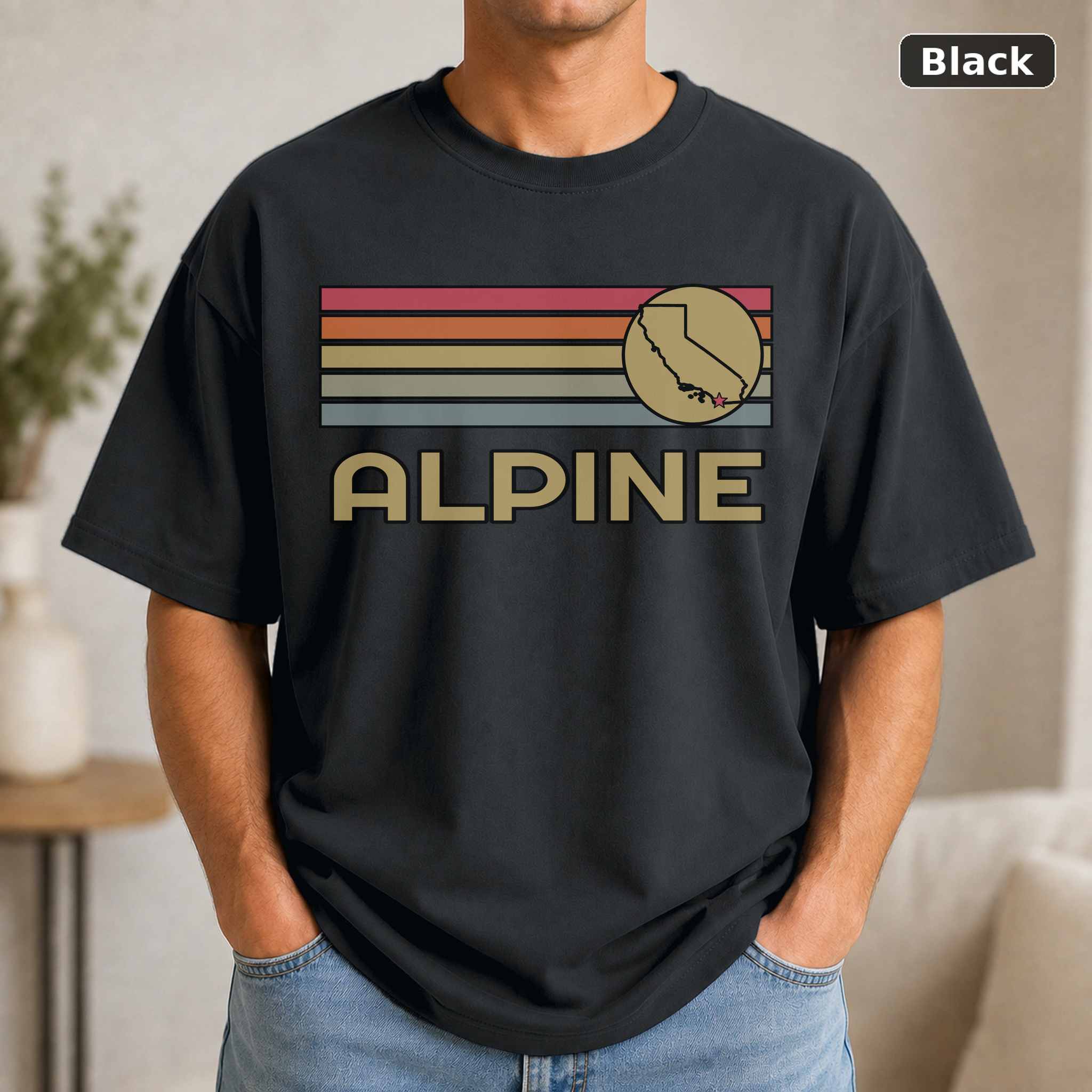 Alpine California Retro State Map T-Shirt Design Alpine California Retro State Map T-Shirt Design
