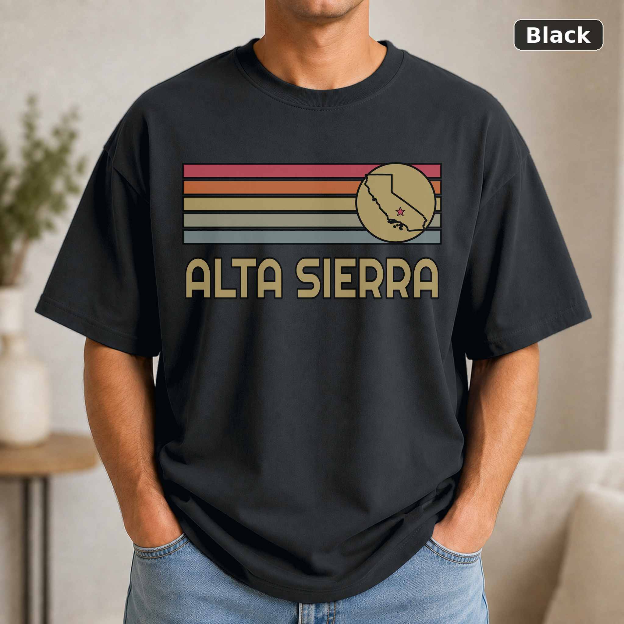 Alta Sierra California Retro State Map T-Shirt Design Alta Sierra California Retro State Map T-Shirt Design