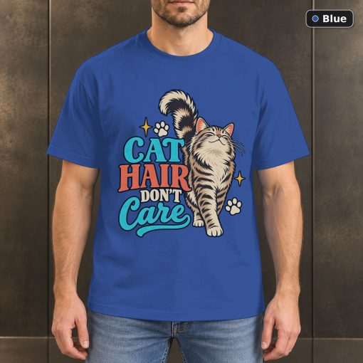 Cat Hair Don't Care Shirt, Retro Cat Lover T-Shirt 2