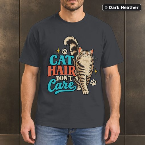 Cat Hair Don't Care Shirt, Retro Cat Lover T-Shirt 3