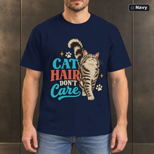 Cat Hair Don't Care Shirt, Retro Cat Lover T-Shirt 4