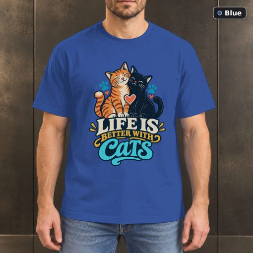 Life Is Better With Cats Shirt, Colorful Cat Lover Tee 2