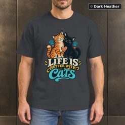 Life Is Better With Cats Shirt, Colorful Cat Lover Tee 6