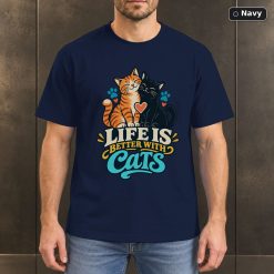 Life Is Better With Cats Shirt, Colorful Cat Lover Tee 7
