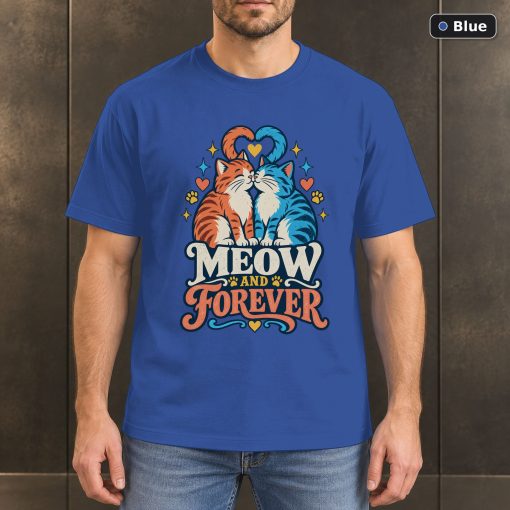 Meow and Forever Shirt, Cute Cat Couple T-Shirt 2