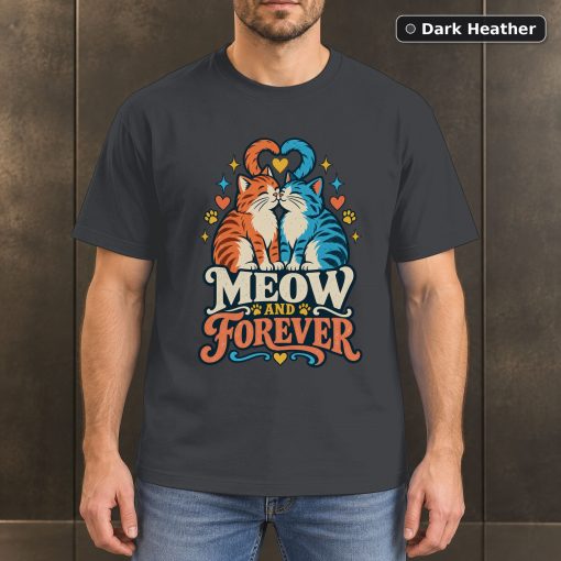 Meow and Forever Shirt, Cute Cat Couple T-Shirt 3