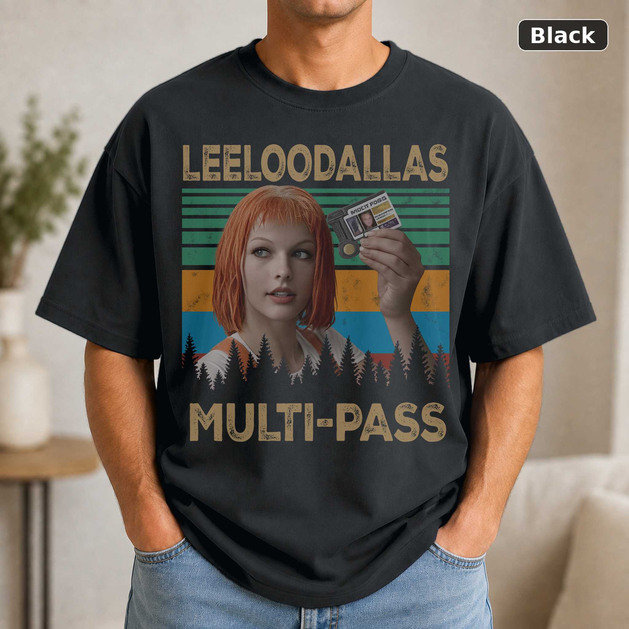 Leeloo Multi Pass T-Shirt, Vintage Fifth Element Movie Graphic Tee, Funny Sci-Fi Film Fan Gift