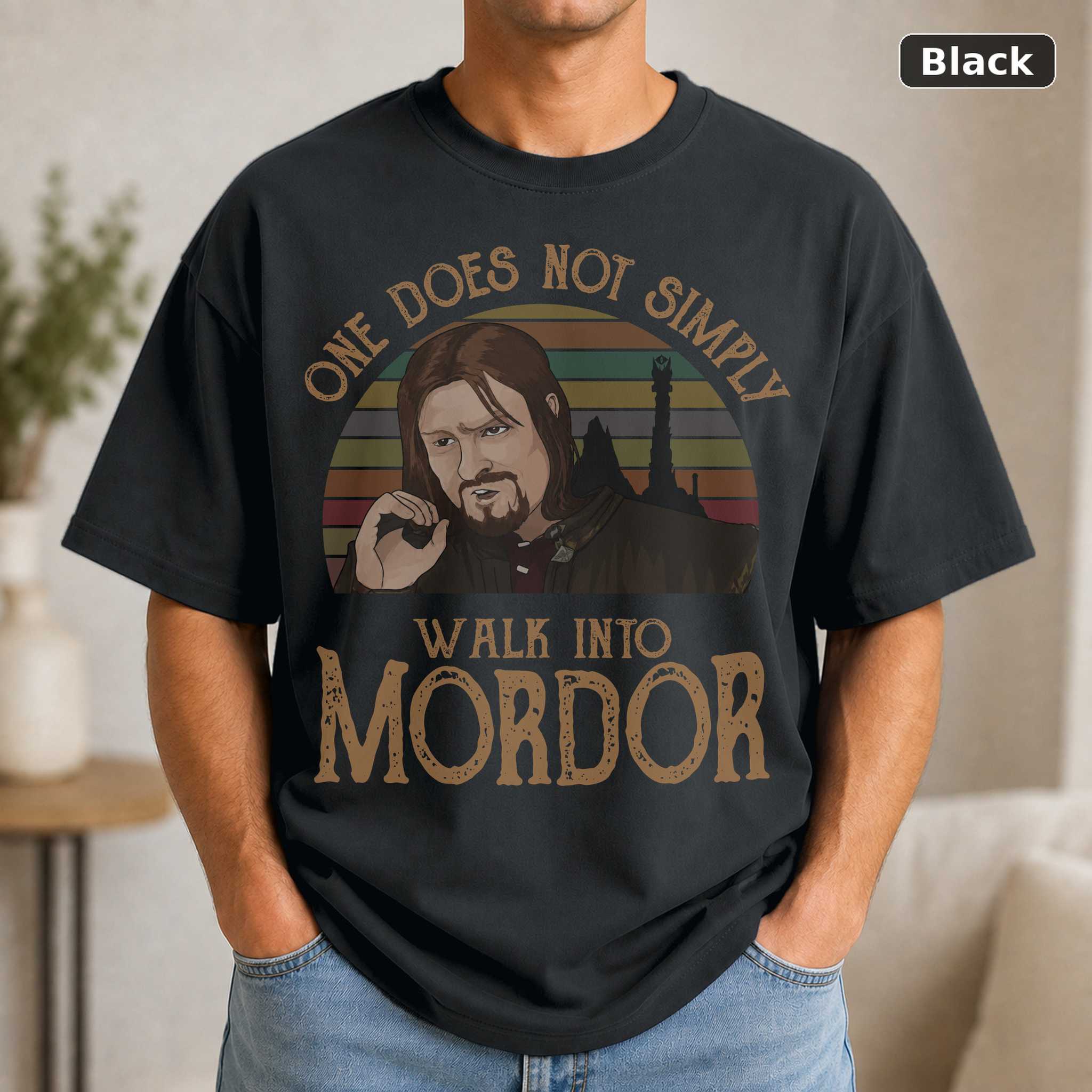 Lord of the Rings One Does Not Simply Walk Into Mordor T-Shirt, Fantasy Movie Graphic Tee, Film Fan Gift Lord of the Rings One Does Not Simply Walk Into Mordor T-Shirt, Fantasy Movie Graphic Tee, Film Fan Gift