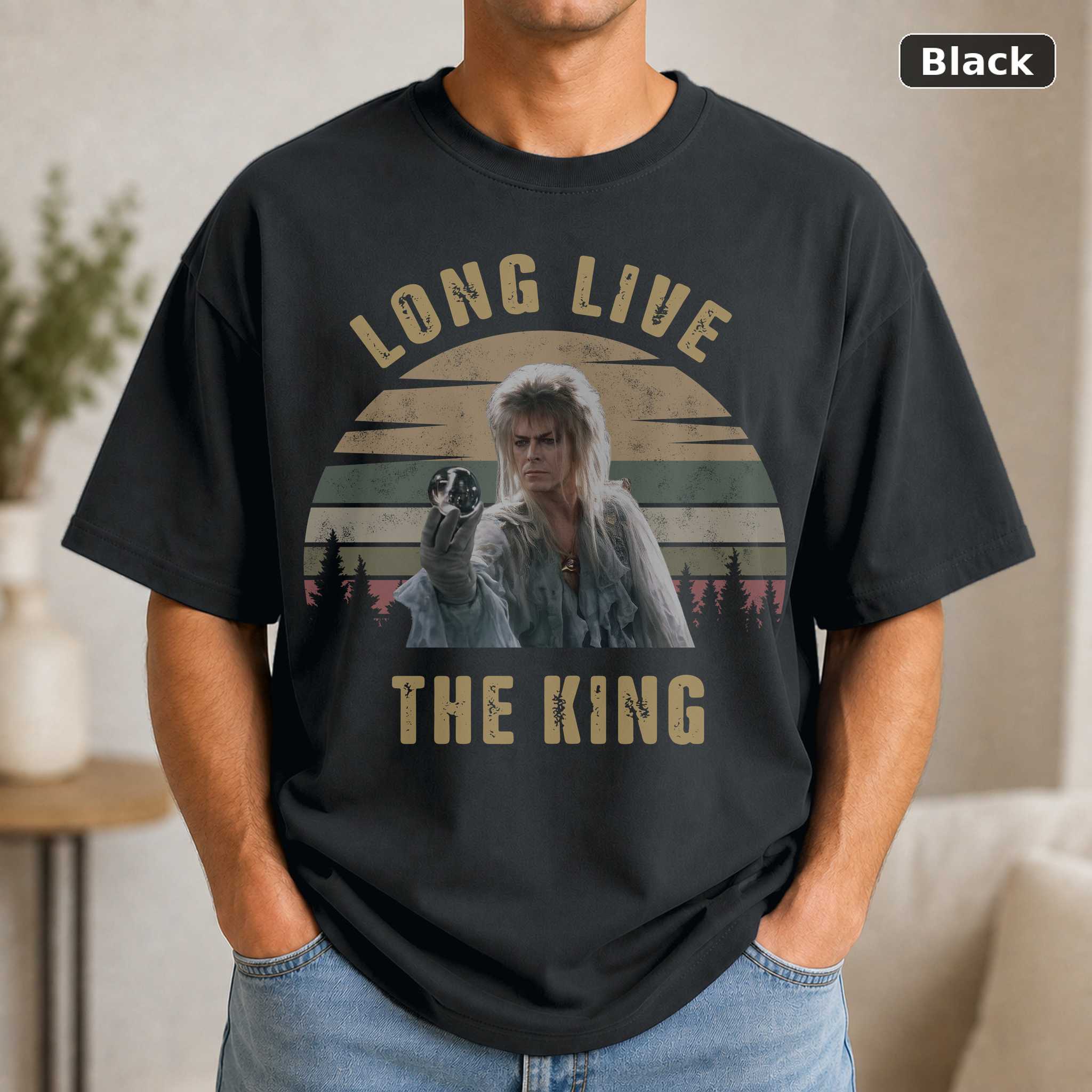Labyrinth Jareth Long Live the King T-Shirt, Vintage Goblin King Movie Graphic Tee, Fantasy Film Fan Gift