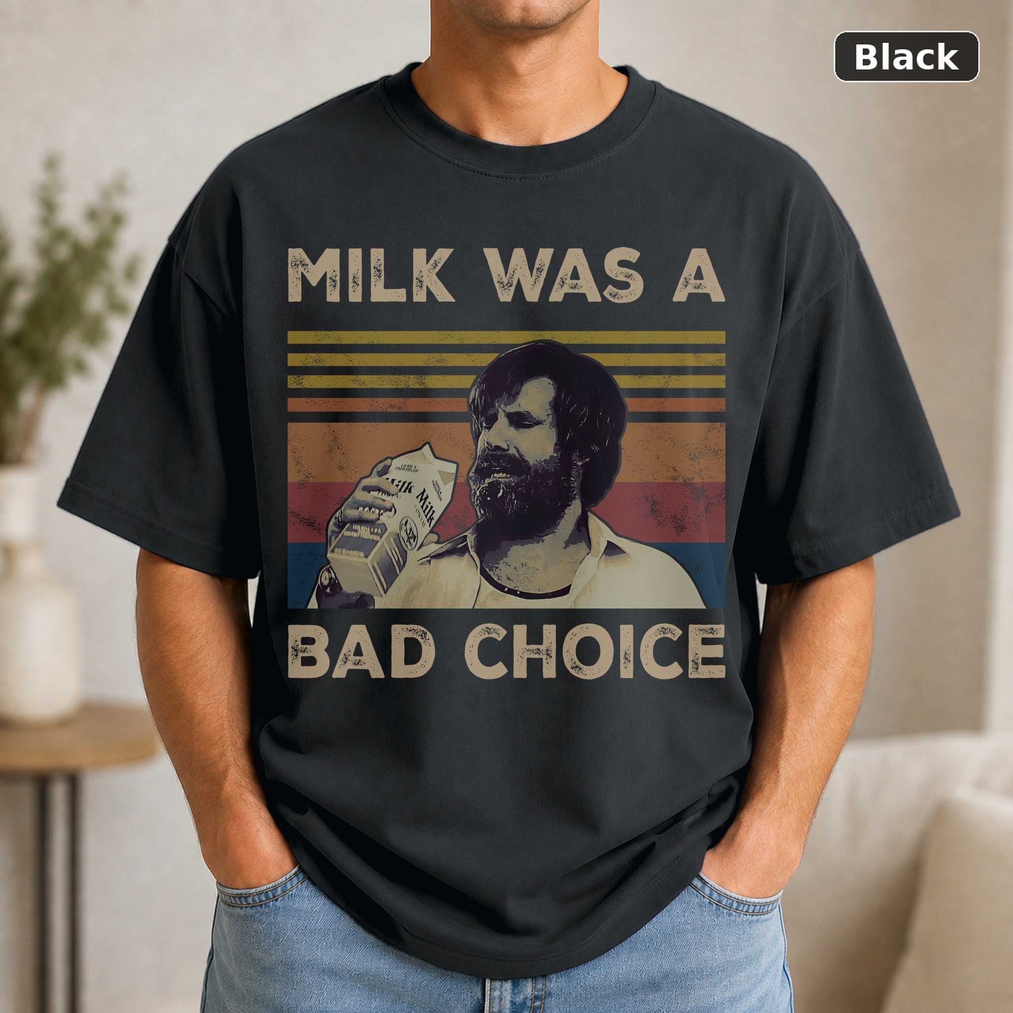 Milk Was a Bad Choice Ron Burgundy T-Shirt, Vintage Anchorman Movie Graphic Tee, Comedy Fan Gift Milk Was a Bad Choice Ron Burgundy T-Shirt, Vintage Anchorman Movie Graphic Tee, Comedy Fan Gift