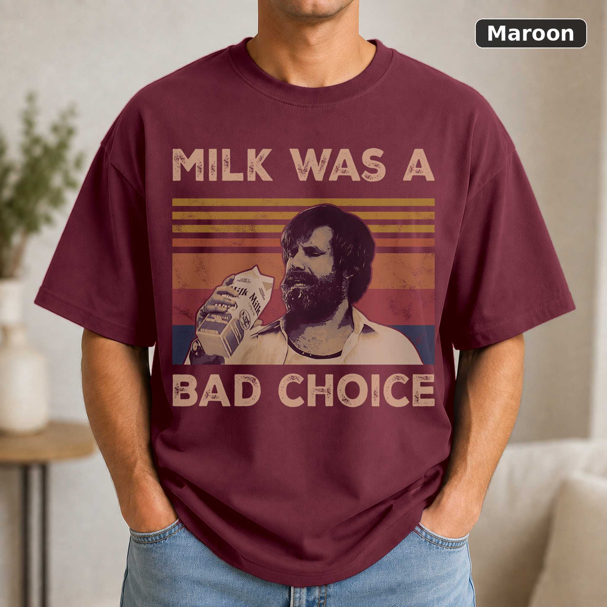 Milk Was a Bad Choice Ron Burgundy T-Shirt, Vintage Anchorman Movie Graphic Tee, Comedy Fan Gift 4