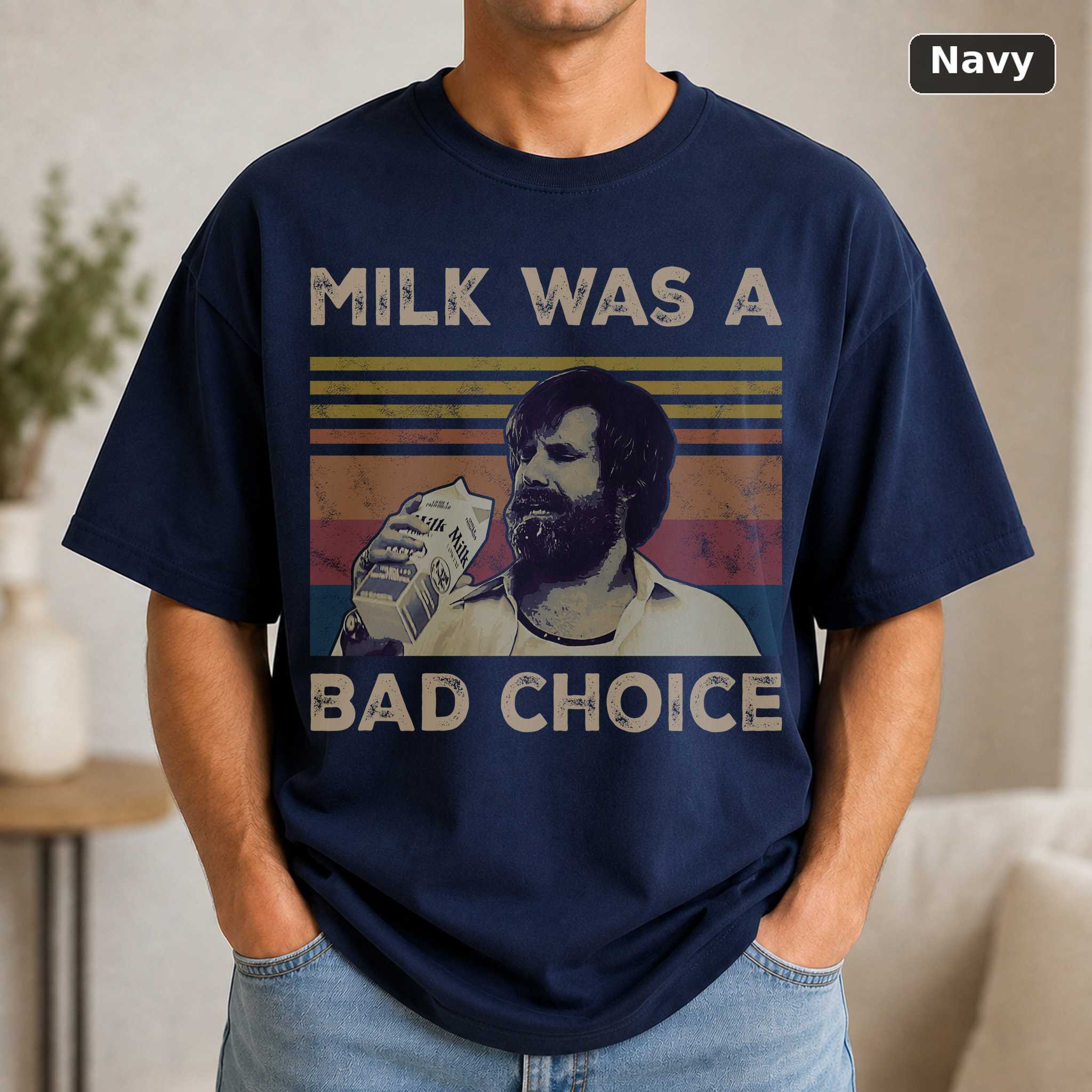 Milk Was a Bad Choice Ron Burgundy T-Shirt, Vintage Anchorman Movie Graphic Tee, Comedy Fan Gift 5