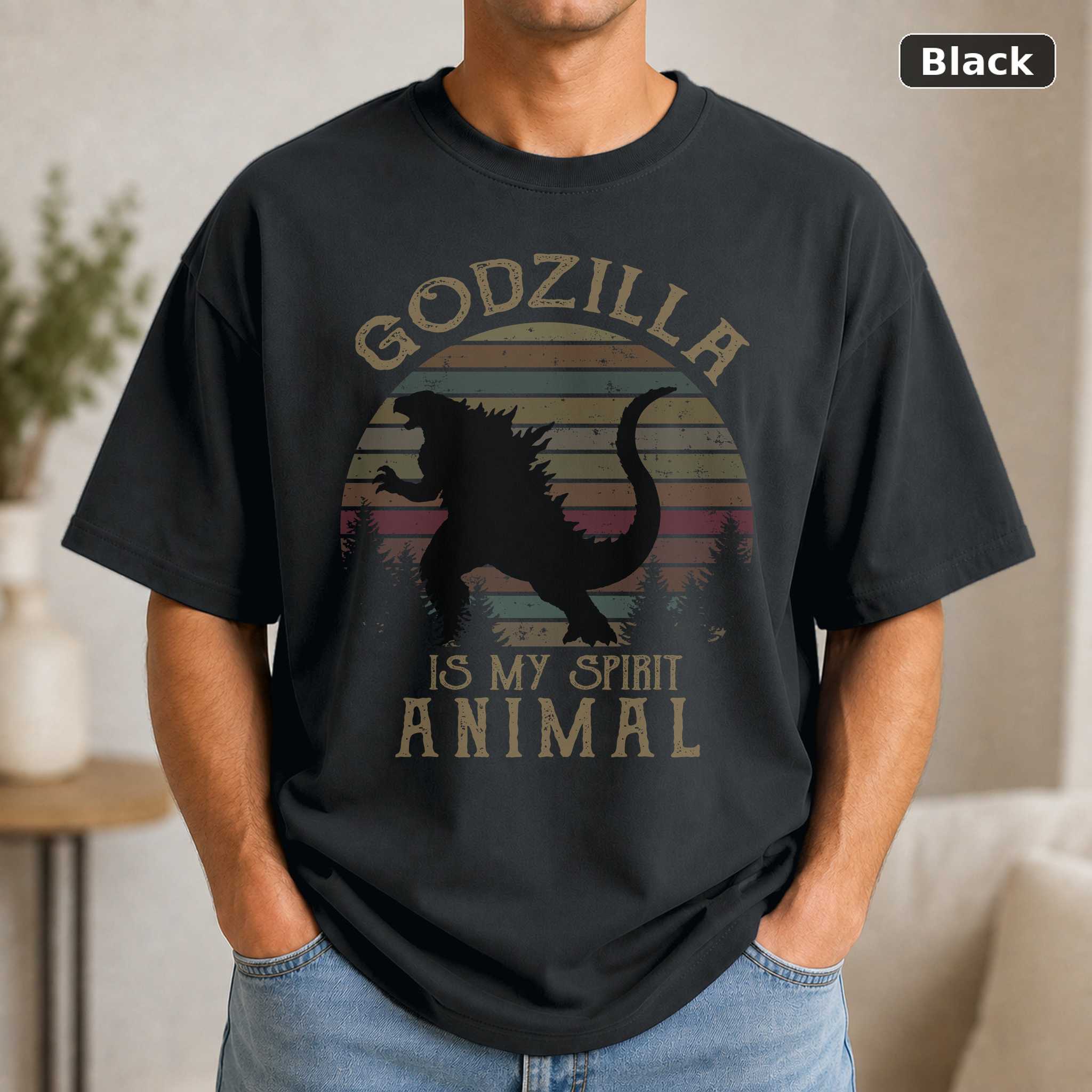 My Spirit Animal Godzilla T-Shirt, Vintage Monster Movie Graphic Tee, Kaiju Film Fan Gift