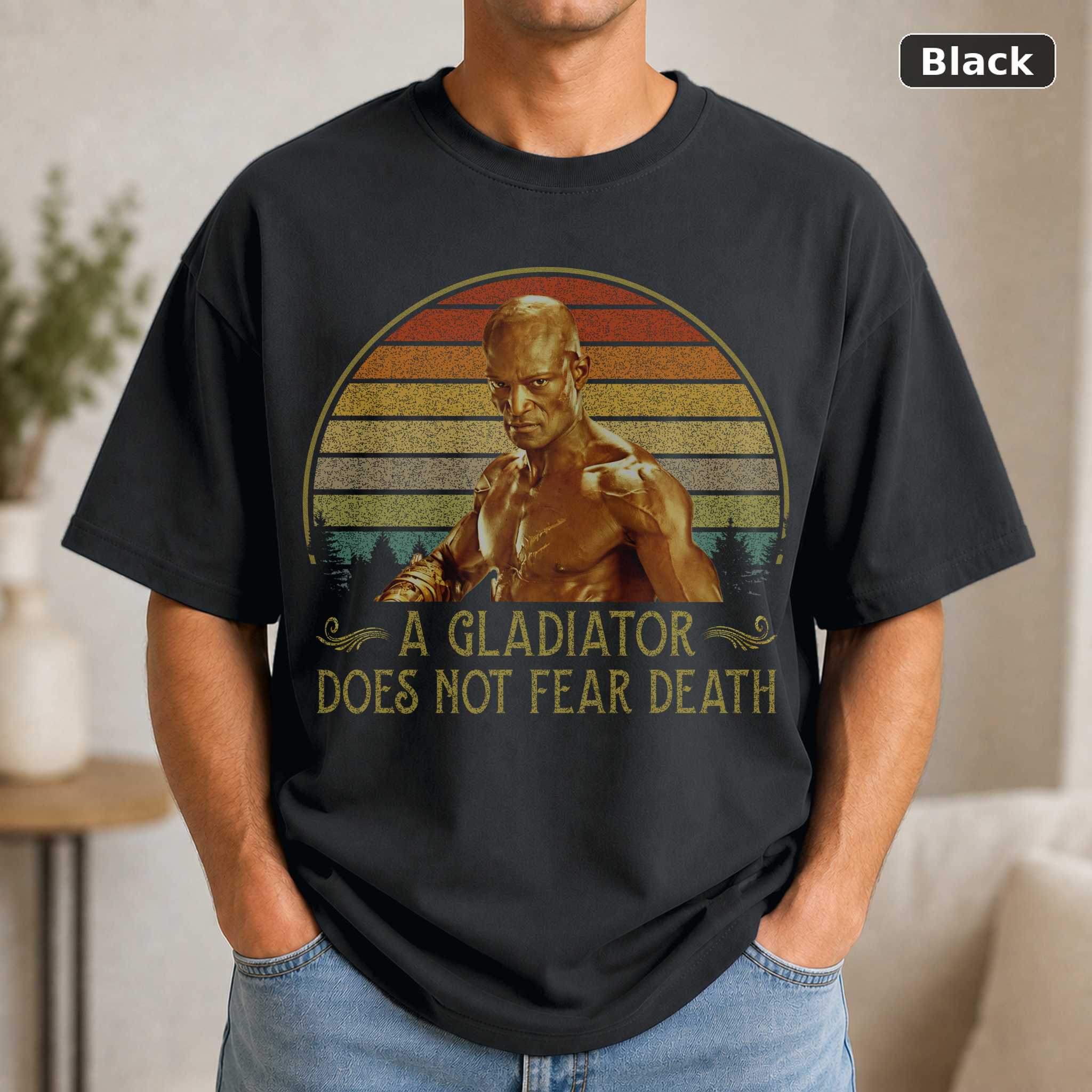 Oenomaus A Gladiator Does Not Fear Death T-Shirt, Vintage Spartacus TV Graphic Tee, Fan Gift