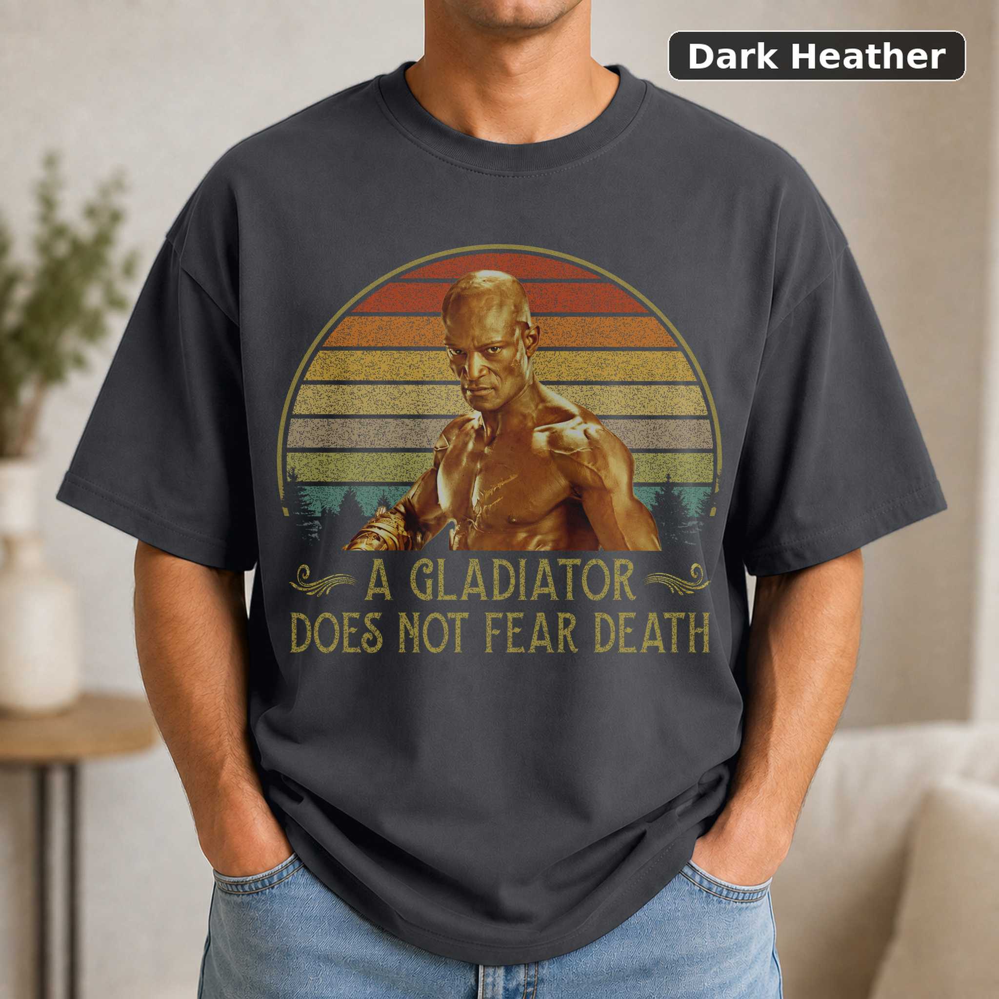 Oenomaus A Gladiator Does Not Fear Death T-Shirt, Vintage Spartacus TV Graphic Tee, Fan Gift 3