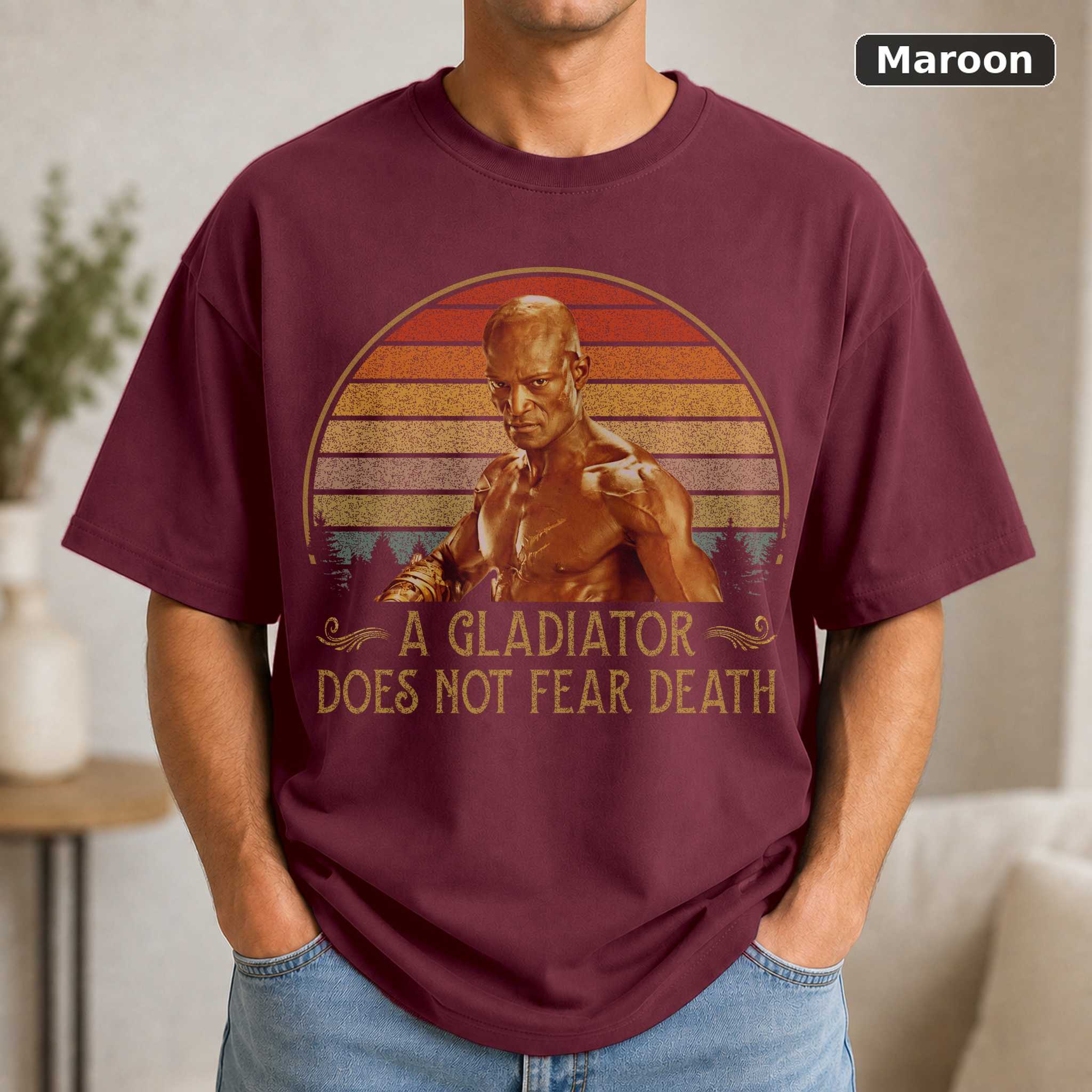 Oenomaus A Gladiator Does Not Fear Death T-Shirt, Vintage Spartacus TV Graphic Tee, Fan Gift 4