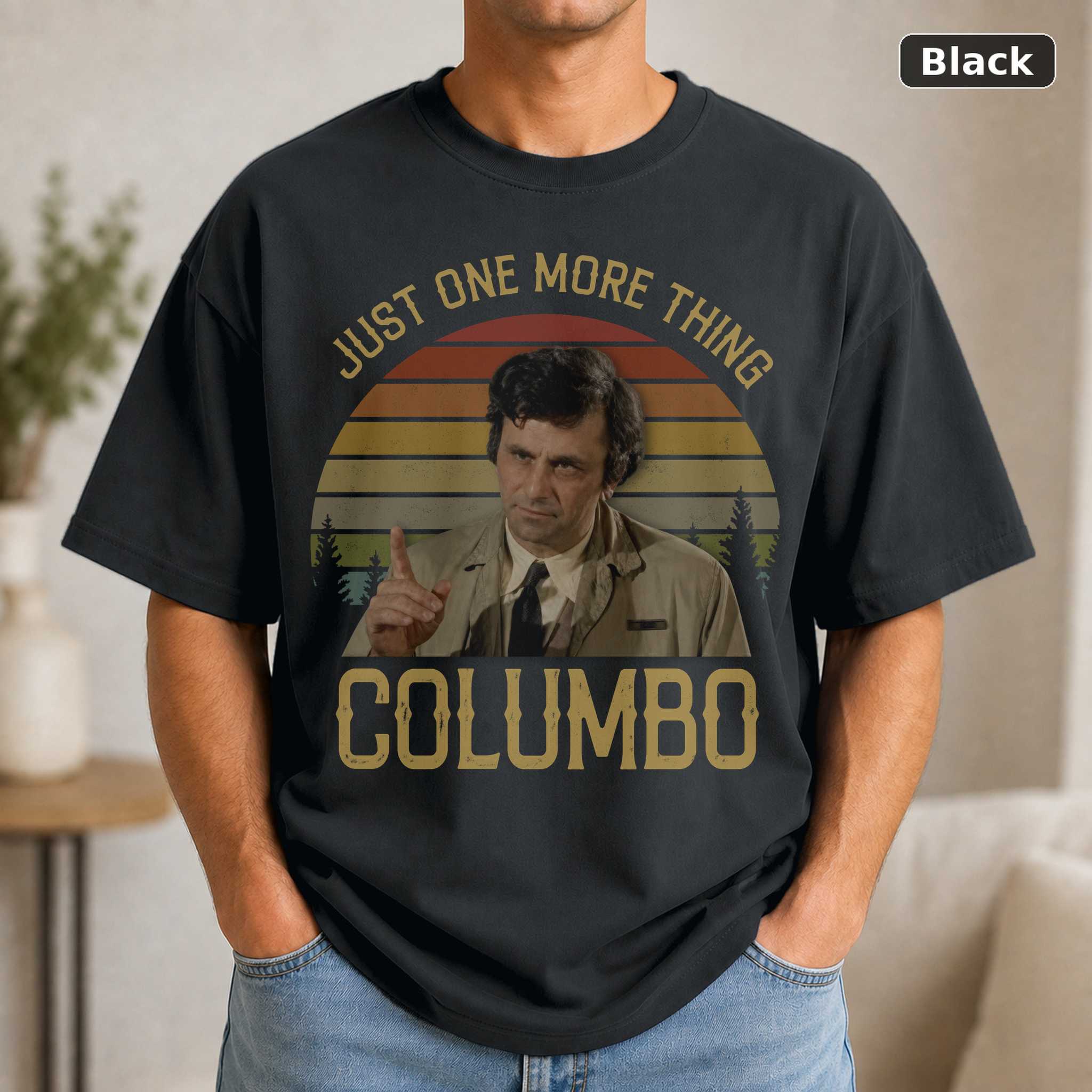Peter Falk Just One More Thing T-Shirt, Vintage Columbo TV Quote Graphic Tee, Detective Show Fan Gift Peter Falk Just One More Thing T-Shirt, Vintage Columbo TV Quote Graphic Tee, Detective Show Fan Gift