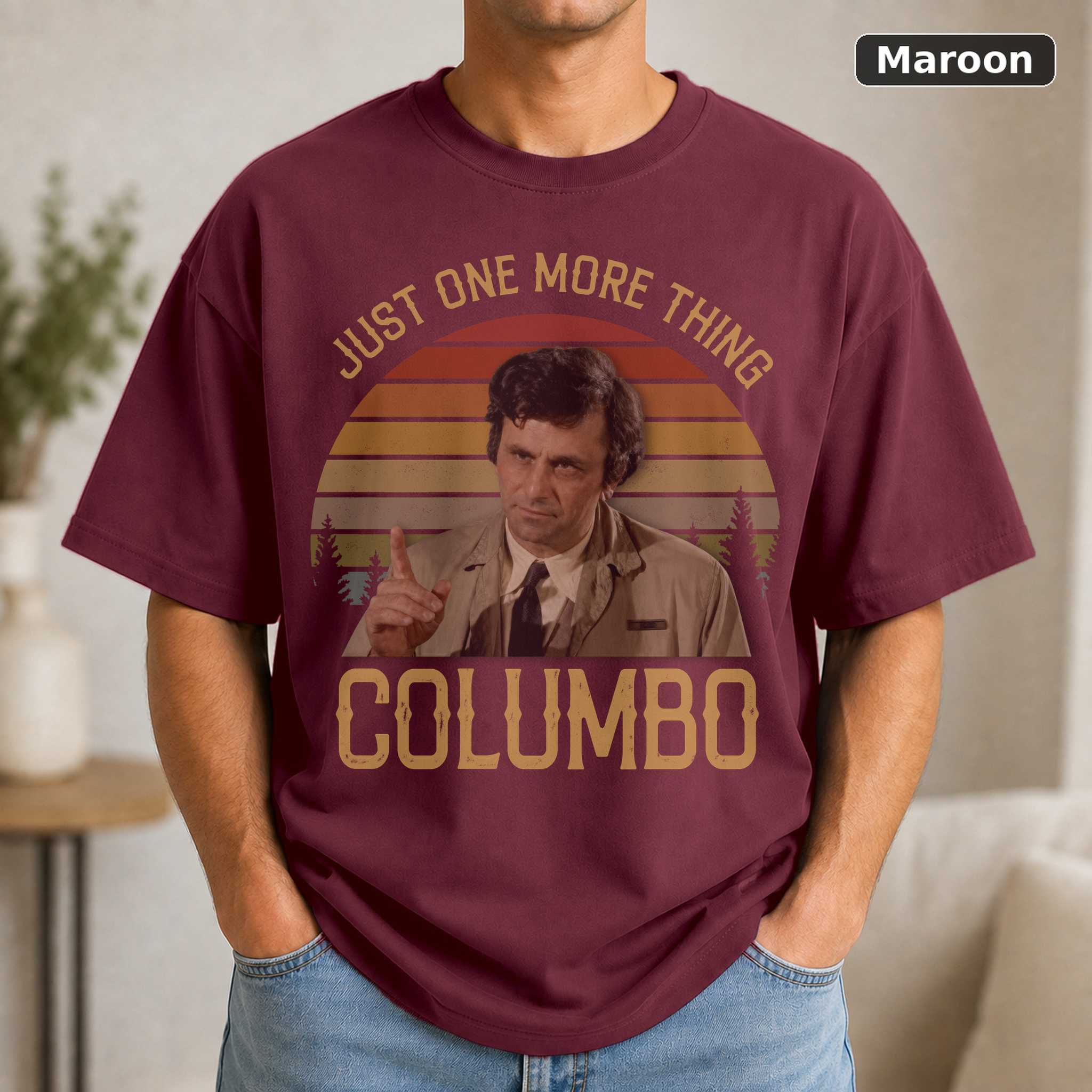 Peter Falk Just One More Thing T-Shirt, Vintage Columbo TV Quote Graphic Tee, Detective Show Fan Gift 4
