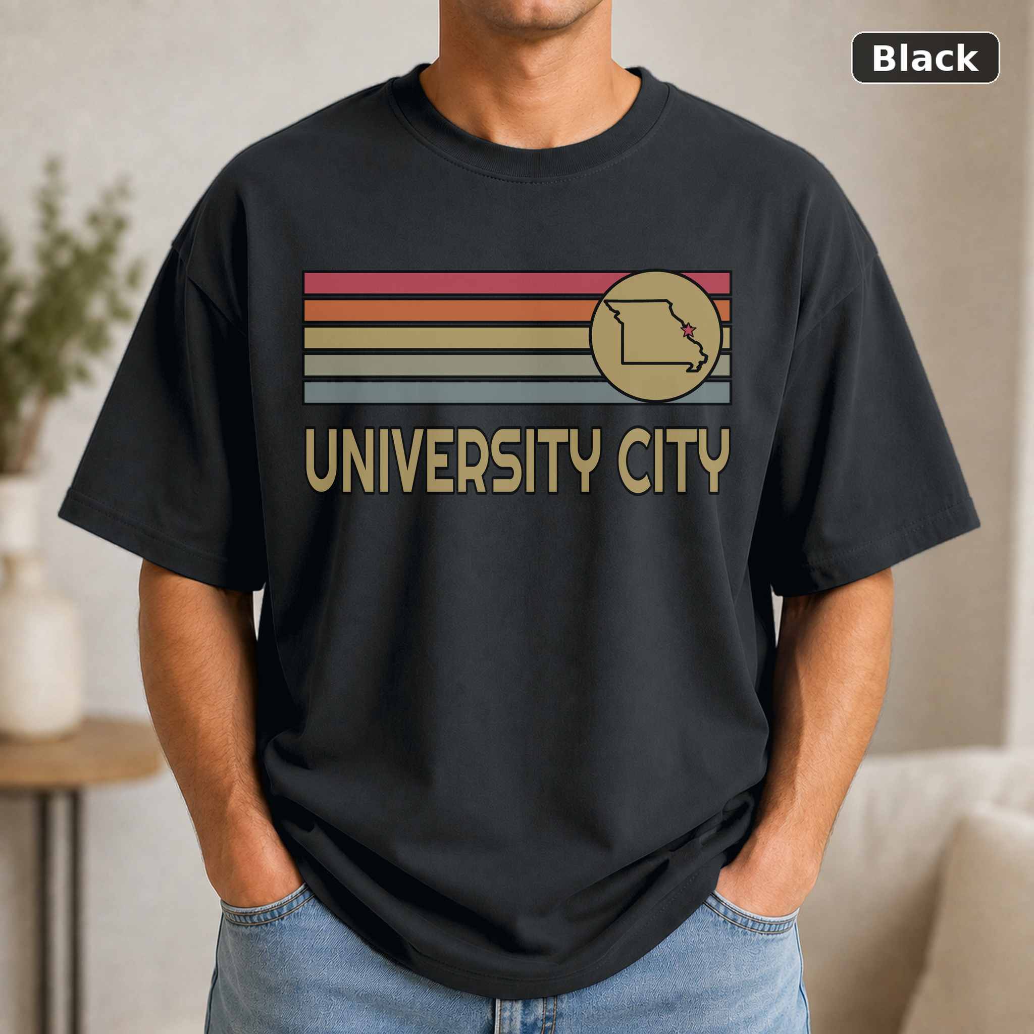 University City Missouri Retro Map T-Shirt, Vintage Hometown City Graphic Tee, Missouri Travel Gift