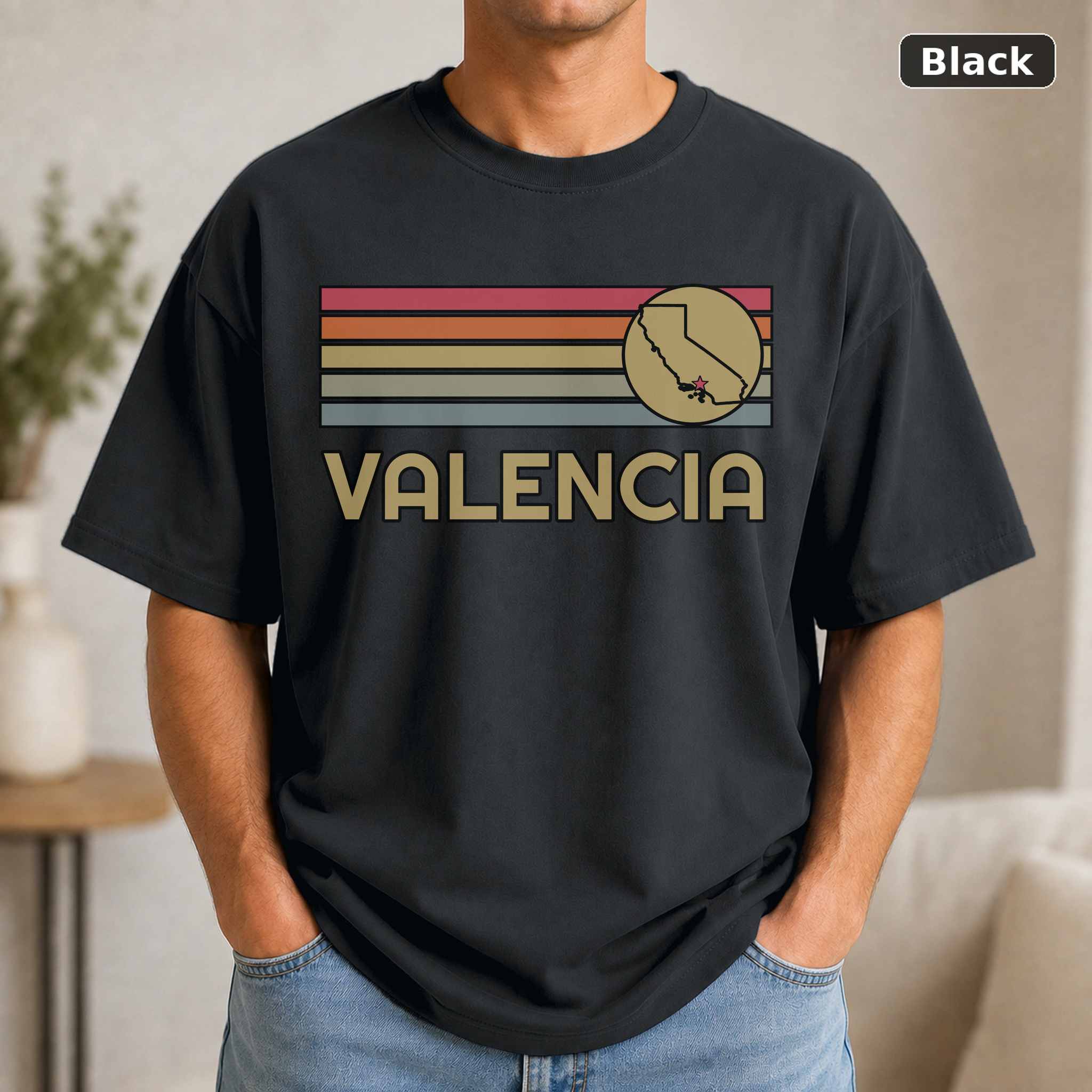 Valencia California Retro Map T-Shirt, Vintage Hometown City Graphic Tee, California Travel Gift Valencia California Retro Map T-Shirt, Vintage Hometown City Graphic Tee, California Travel Gift